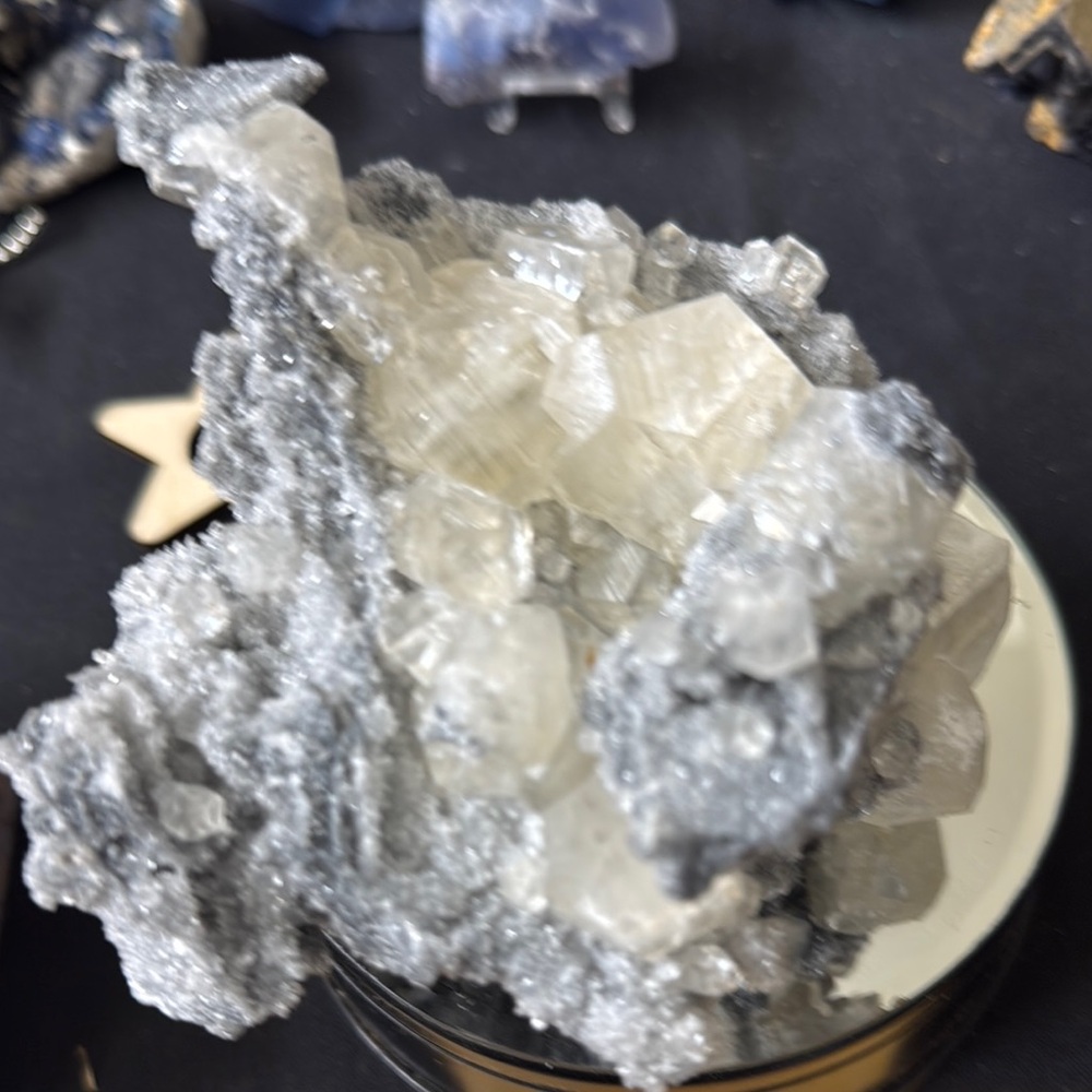 Calcite on sphalerite specimen 410g 6”x 5”x3”